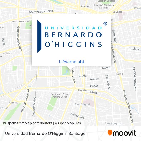 Mapa de Universidad Bernardo O'Higgins