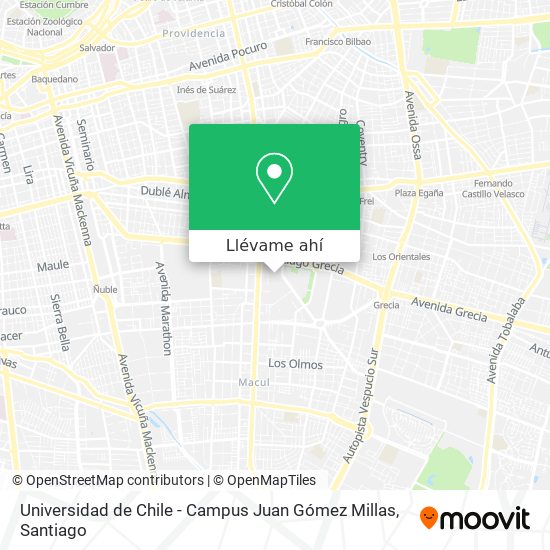 Mapa de Universidad de Chile - Campus Juan Gómez Millas