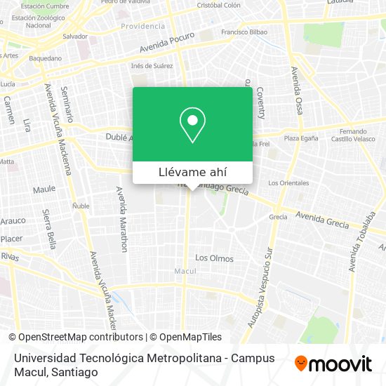 Mapa de Universidad Tecnológica Metropolitana - Campus Macul