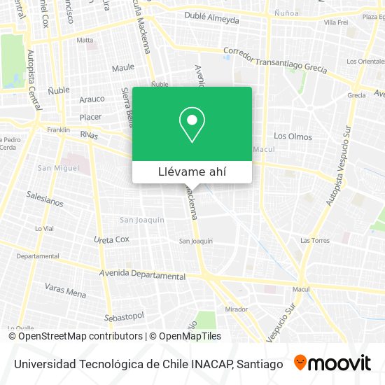 Mapa de Universidad Tecnológica de Chile INACAP