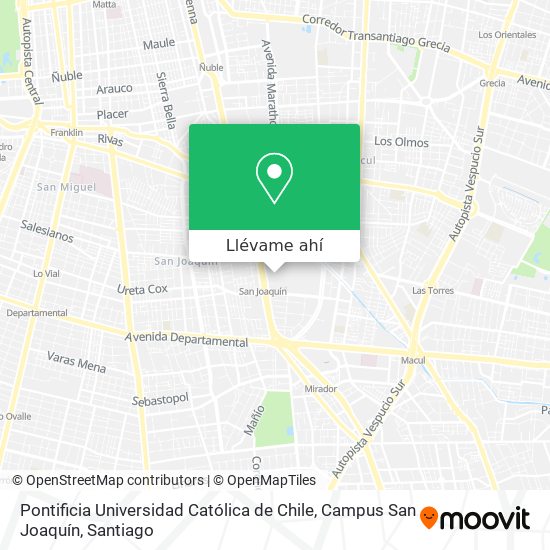 Mapa de Pontificia Universidad Católica de Chile, Campus San Joaquín