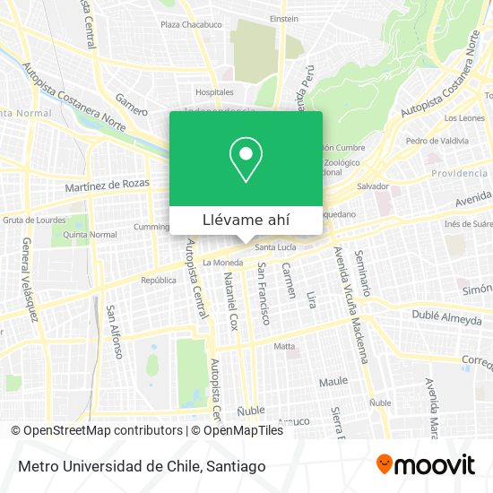 Mapa de Metro Universidad de Chile