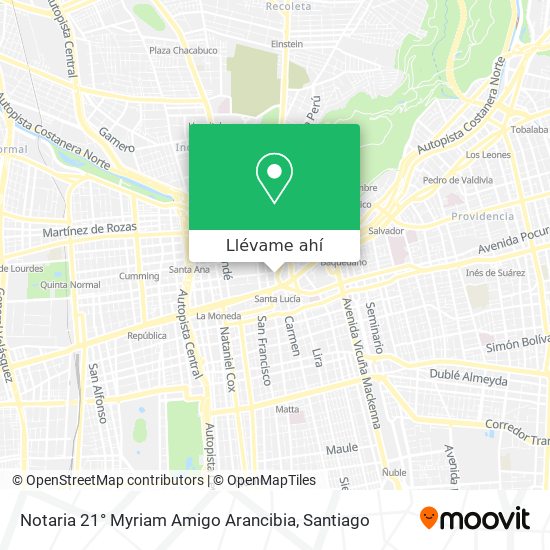 Mapa de Notaria 21° Myriam Amigo Arancibia