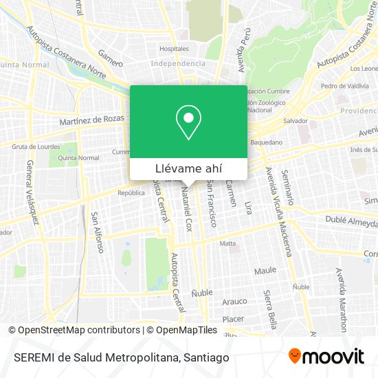 Mapa de SEREMI de Salud Metropolitana