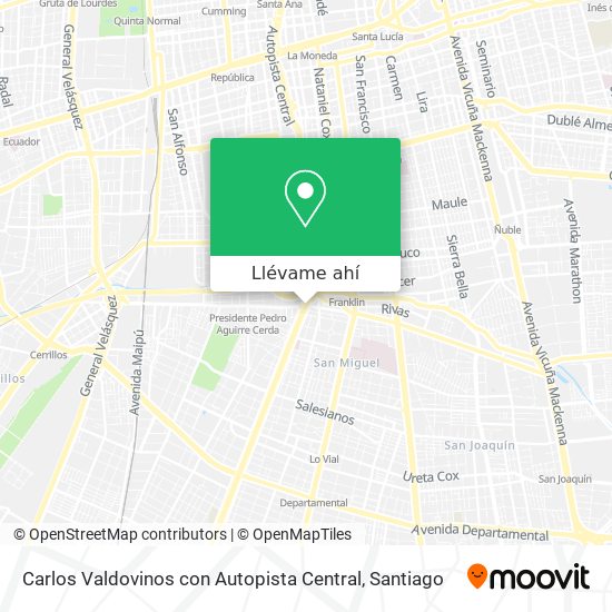 Mapa de Carlos Valdovinos con Autopista Central