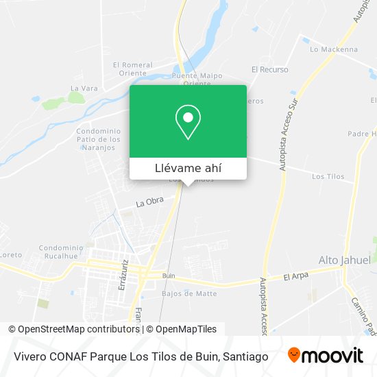 Mapa de Vivero CONAF Parque Los Tilos de Buin