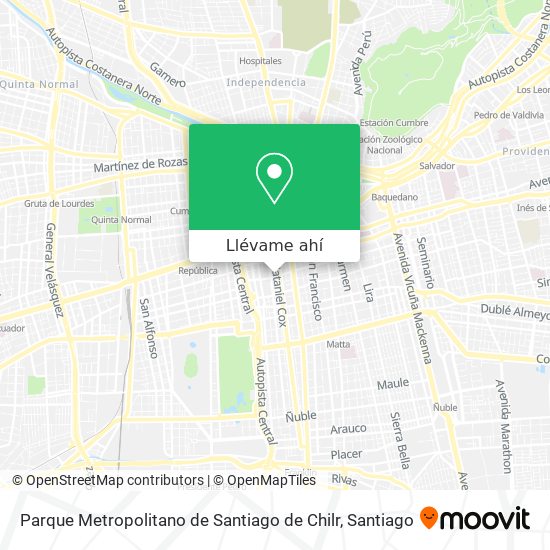 Mapa de Parque Metropolitano de Santiago de Chilr