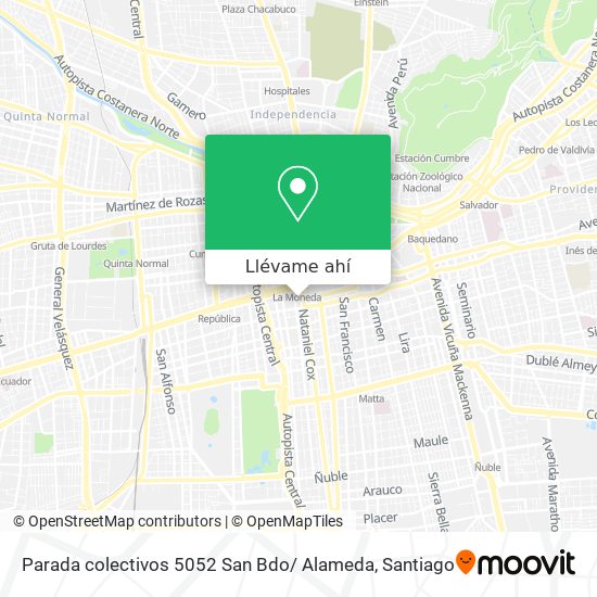 Mapa de Parada colectivos 5052 San Bdo/ Alameda