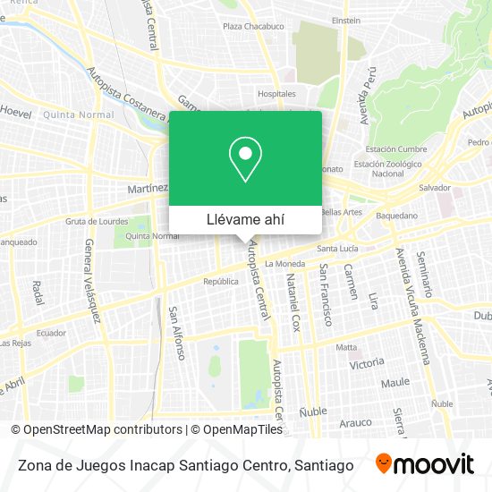 Mapa de Zona de Juegos Inacap Santiago Centro