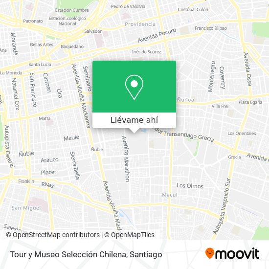 Mapa de Tour y Museo Selección Chilena