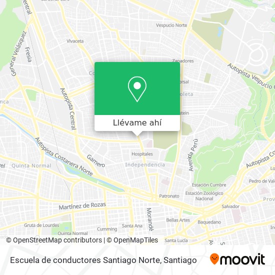 Mapa de Escuela de conductores Santiago Norte