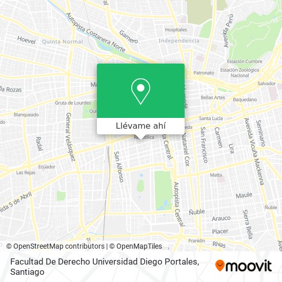 Mapa de Facultad De Derecho Universidad Diego Portales