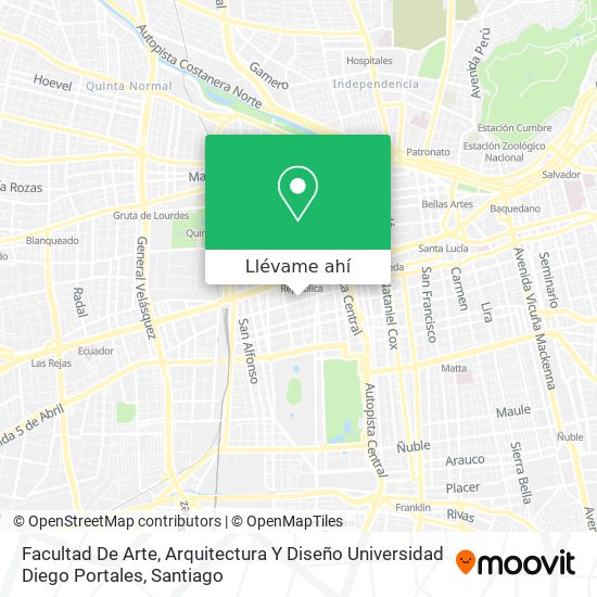 Mapa de Facultad De Arte, Arquitectura Y Diseño Universidad Diego Portales