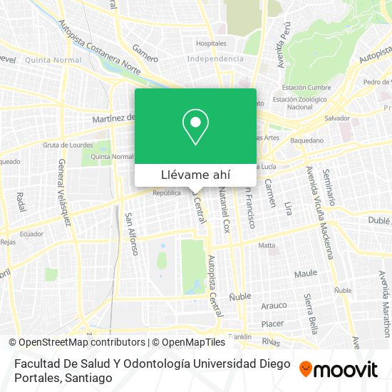 Mapa de Facultad De Salud Y  Odontología Universidad Diego Portales