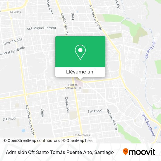 Mapa de Admisión Cft Santo Tomás Puente Alto