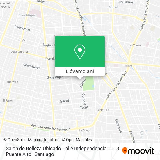 Mapa de Salon de Belleza Ubicado Calle Independencia 1113 Puente Alto.