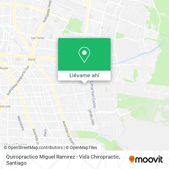 Mapa de Quiropractico Miguel Ramirez - Vida Chiropractic