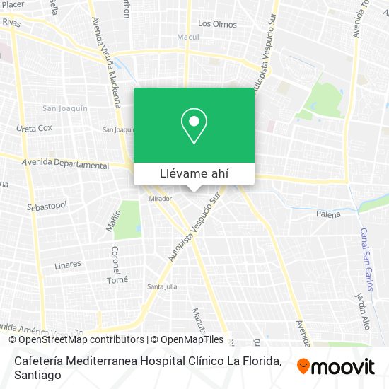 Mapa de Cafetería Mediterranea Hospital Clínico La Florida