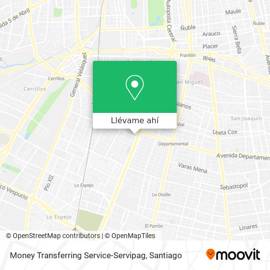 Mapa de Money Transferring Service-Servipag