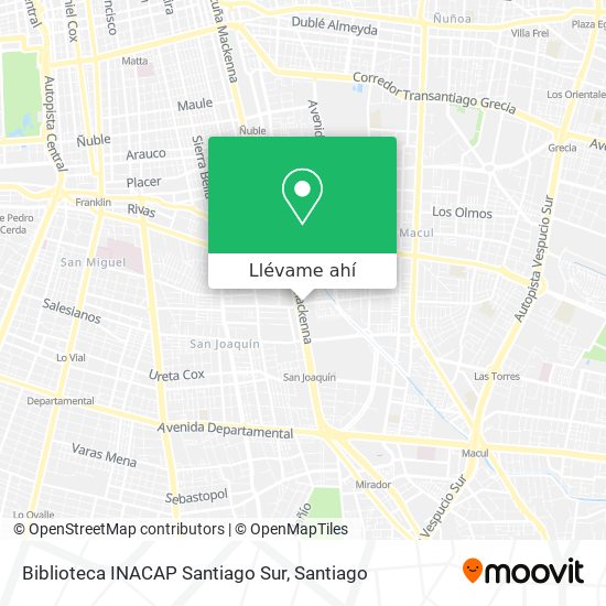 Mapa de Biblioteca INACAP Santiago Sur
