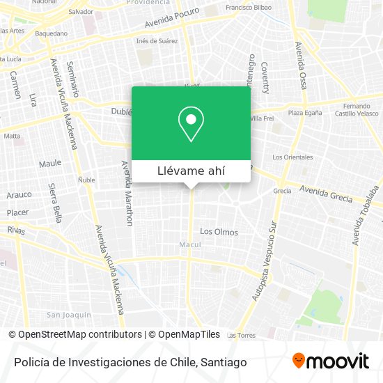 Mapa de Policía de Investigaciones de Chile