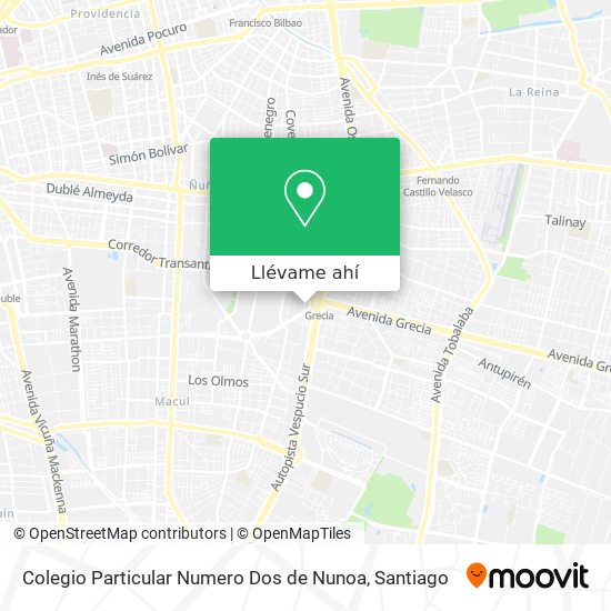 Mapa de Colegio Particular Numero Dos de Nunoa