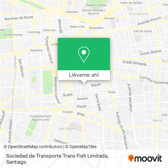 Mapa de Sociedad de Transporte Trans Fish Limitada