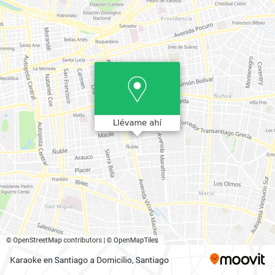 Mapa de Karaoke en Santiago a Domicilio