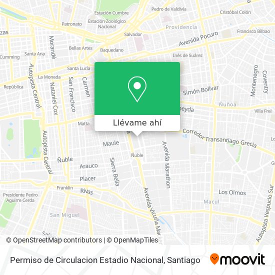 Mapa de Permiso de Circulacion Estadio Nacional