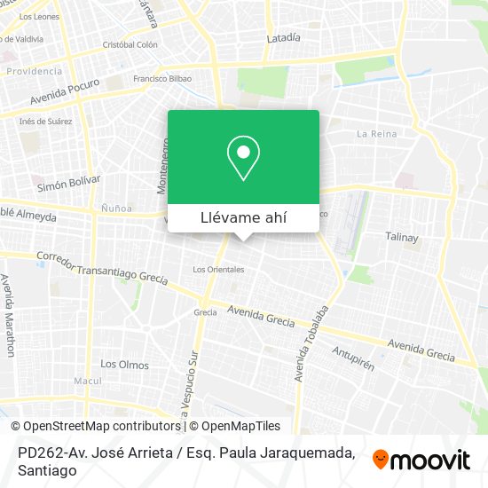 Mapa de PD262-Av. José Arrieta / Esq. Paula Jaraquemada