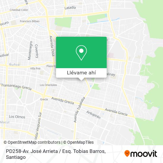 Mapa de PD258-Av. José Arrieta / Esq. Tobias Barros