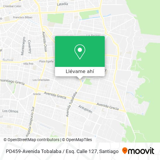 Mapa de PD459-Avenida Tobalaba / Esq. Calle 127