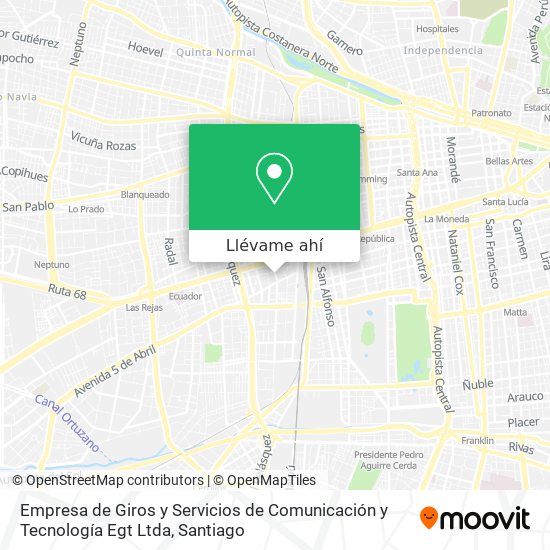 Mapa de Empresa de Giros y Servicios de Comunicación y Tecnología Egt Ltda
