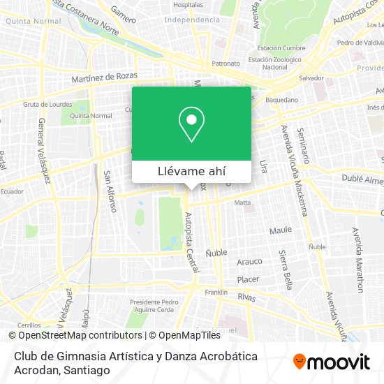 Cómo llegar a Club de Gimnasia Artística y Danza Acrobática Acrodan en  Santiago en Metro o Micro?