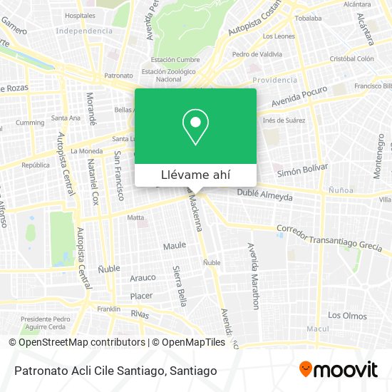 Mapa de Patronato Acli Cile Santiago