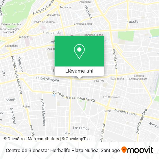 Mapa de Centro de Bienestar Herbalife Plaza Ñuñoa