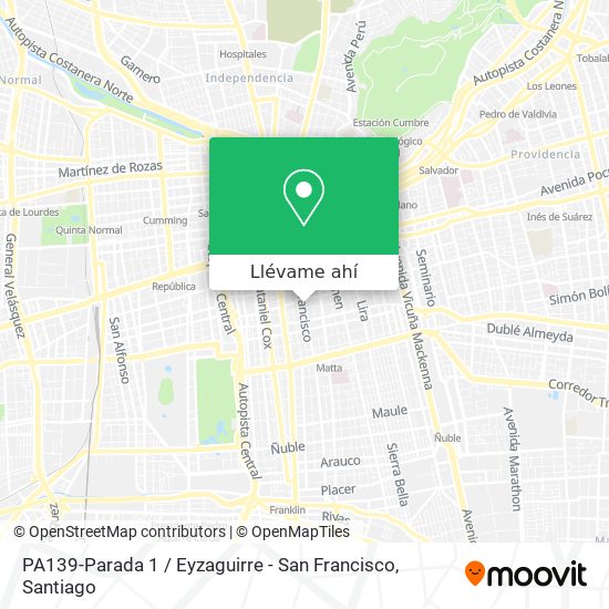 Mapa de PA139-Parada 1 / Eyzaguirre - San Francisco