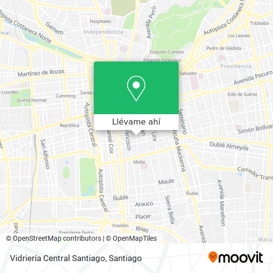 Mapa de Vidriería Central Santiago