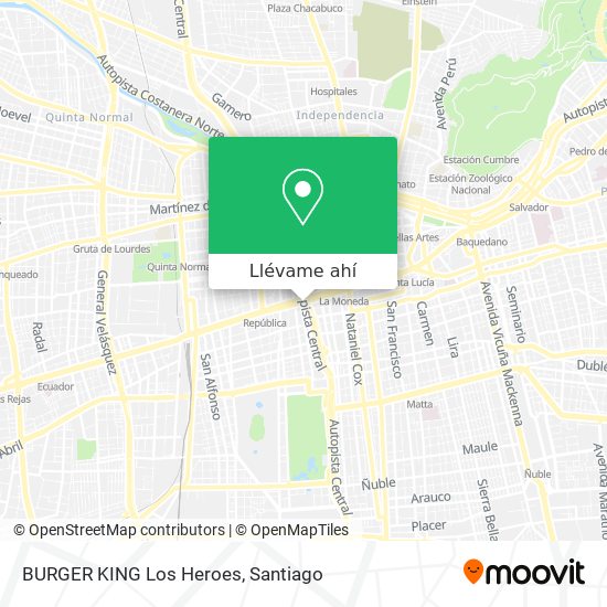 Mapa de BURGER KING Los Heroes
