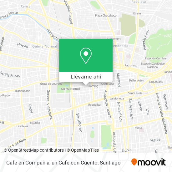Mapa de Café en Compañía, un Café con Cuento