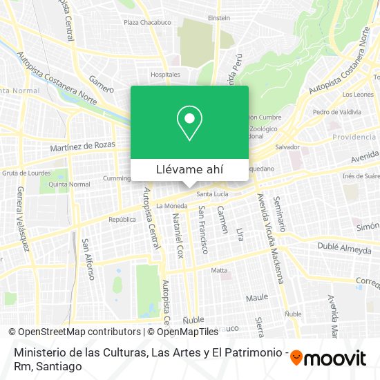 Mapa de Ministerio de las Culturas, Las Artes y El Patrimonio - Rm