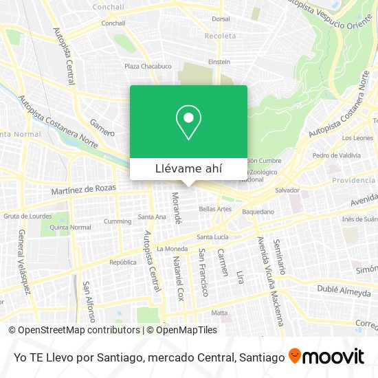 Mapa de Yo TE Llevo por Santiago, mercado Central