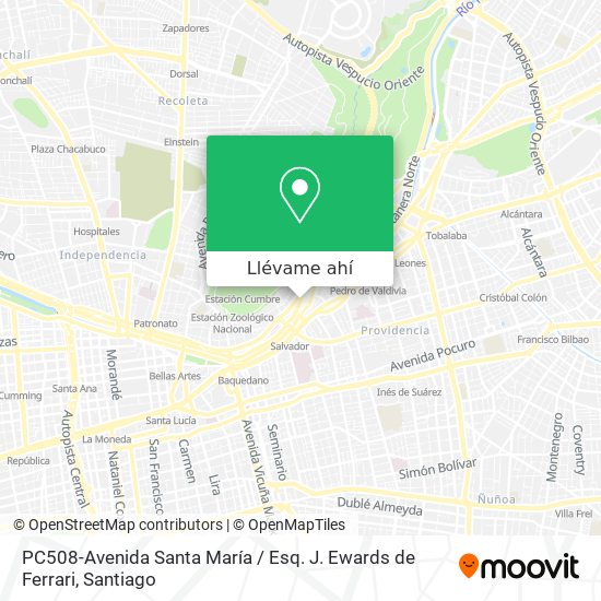 Mapa de PC508-Avenida Santa María / Esq. J. Ewards de Ferrari