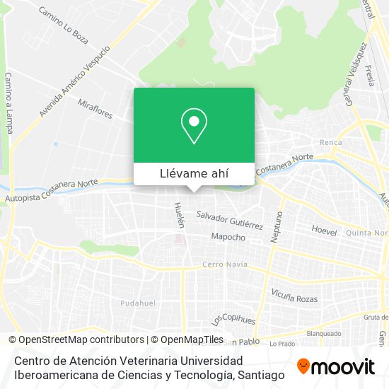 Mapa de Centro de Atención Veterinaria Universidad Iberoamericana de Ciencias y Tecnología
