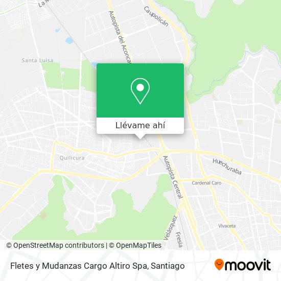 Mapa de Fletes y Mudanzas Cargo Altiro Spa