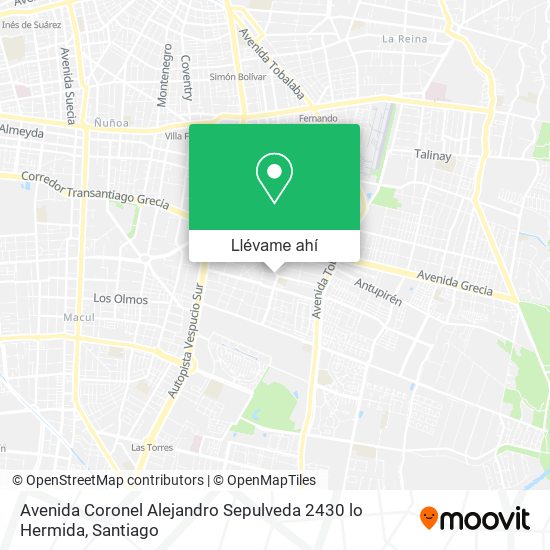 Mapa de Avenida Coronel Alejandro Sepulveda 2430 lo Hermida