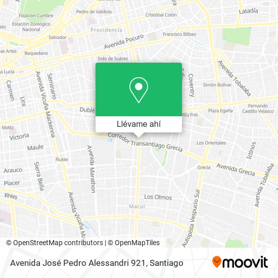 Mapa de Avenida José Pedro Alessandri 921