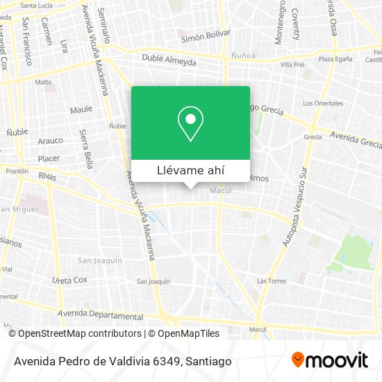 Mapa de Avenida Pedro de Valdivia 6349