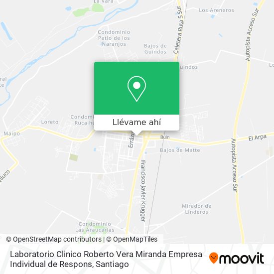 Mapa de Laboratorio Clinico Roberto Vera Miranda Empresa Individual de Respons