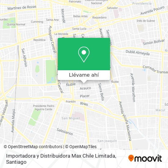Mapa de Importadora y Distribuidora Max Chile Limitada